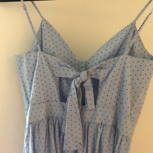 H&M summer dress in light blue with dark blue polka dots. - Picture 2 of 3